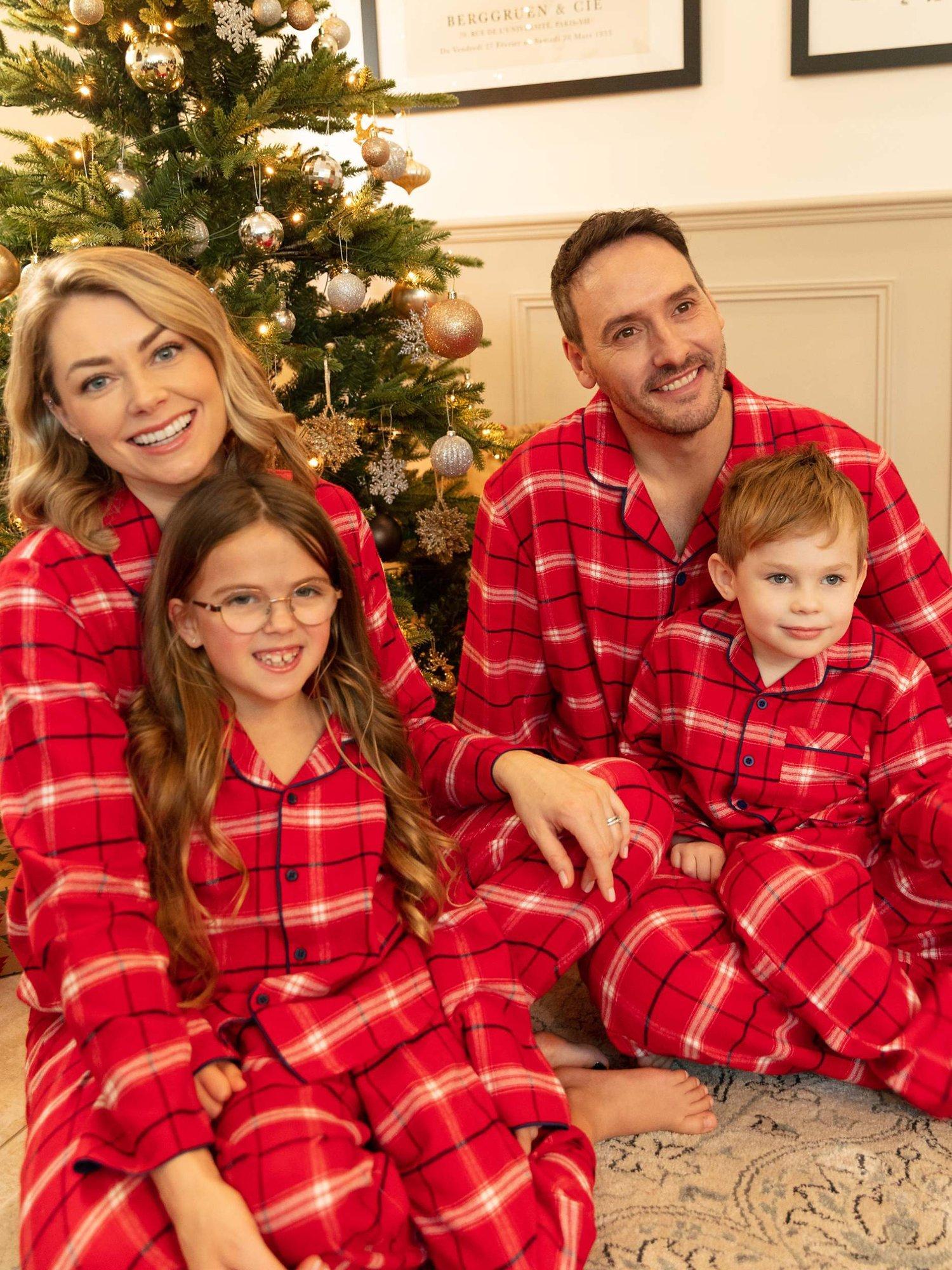 Product image 1 of 4, which shows Cyberjammies Noel Check Unisex Pyjama Set, Red, 6-7 years