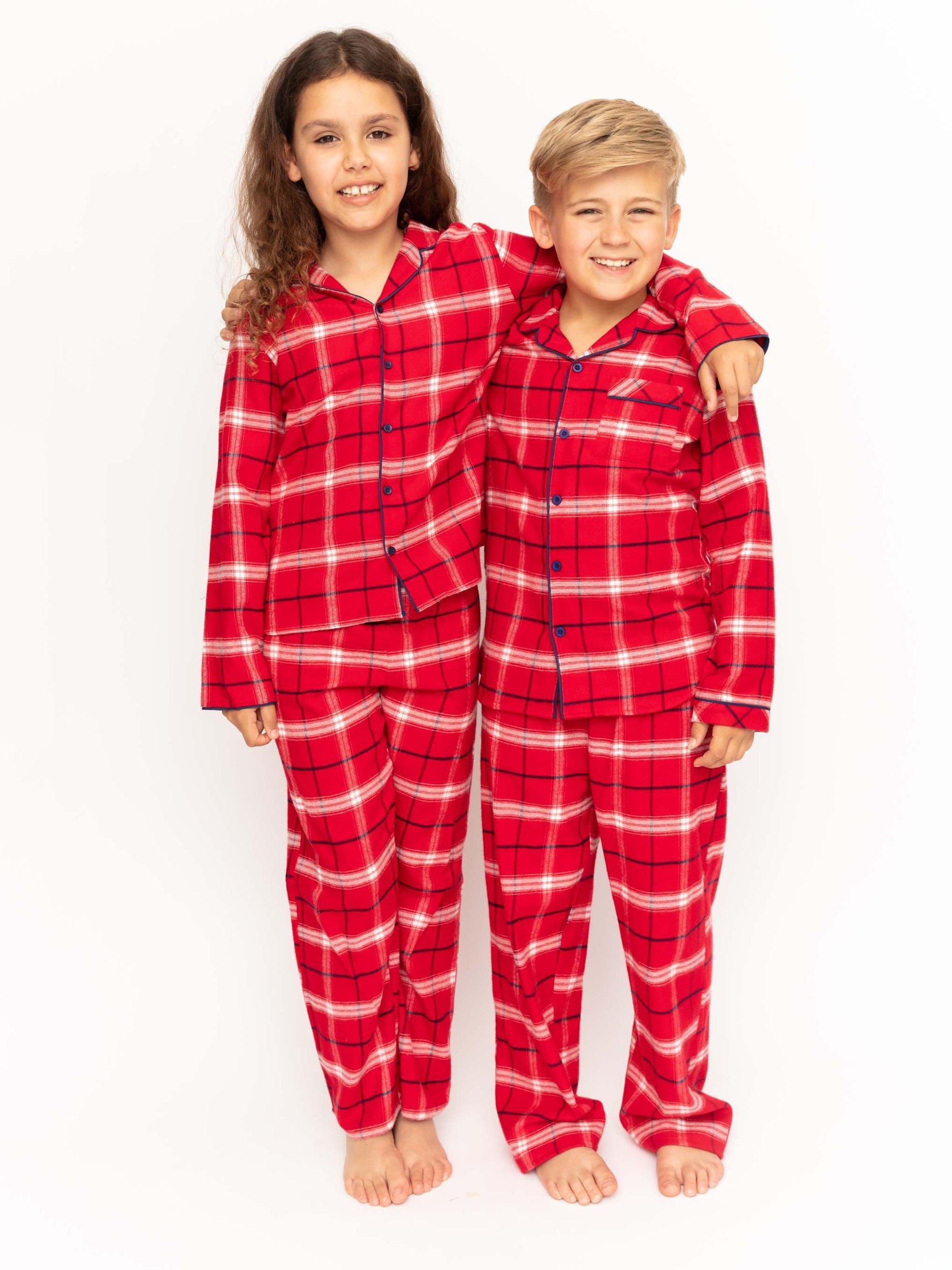 Product image 2 of 4, which shows Cyberjammies Noel Check Unisex Pyjama Set, Red, 6-7 years
