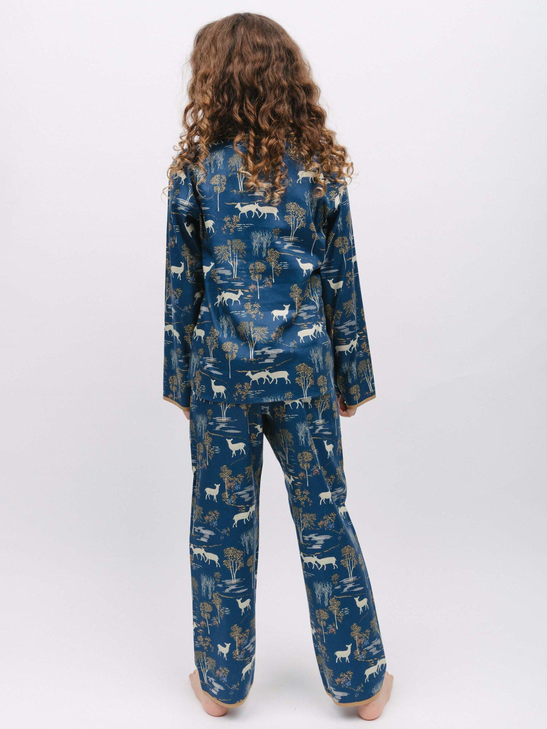 Product image 3 of 4, which shows Cyberjammies Fawn Woodland Print Pyjama Set, Blue, 2-3 years