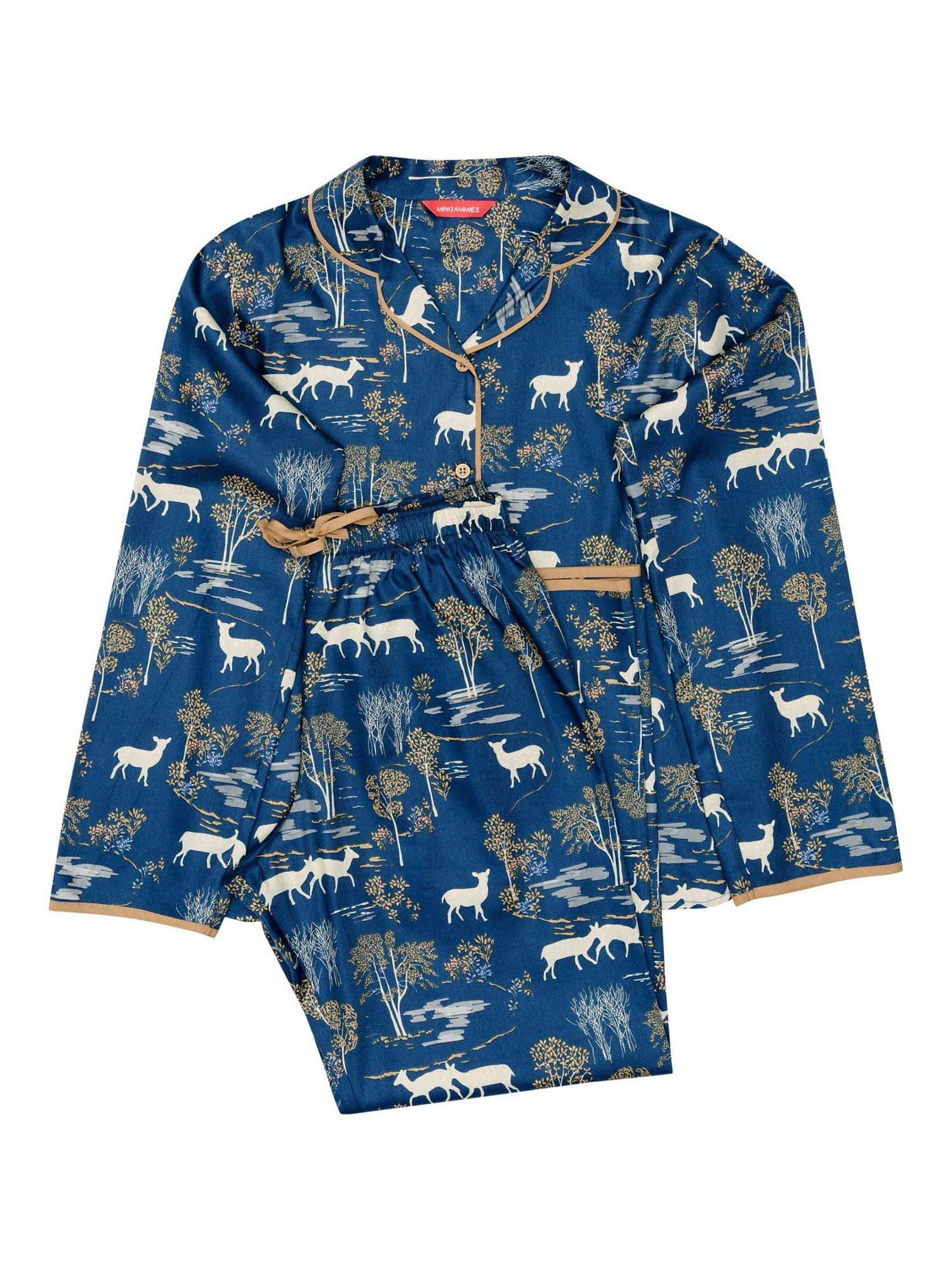 Product image 4 of 4, which shows Cyberjammies Fawn Woodland Print Pyjama Set, Blue, 2-3 years