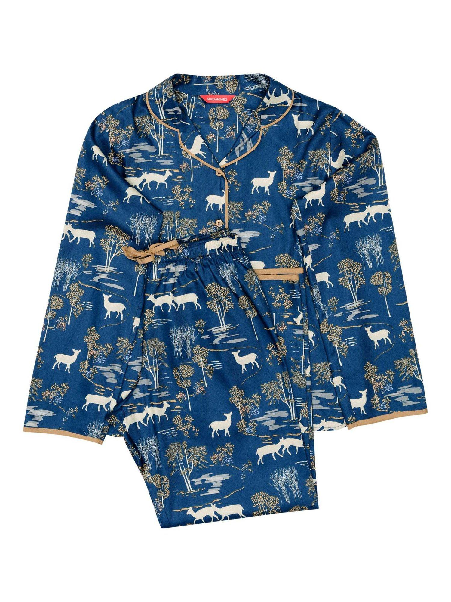 Cyberjammies Fawn Woodland Print Pyjama Set, Blue, 2-3 years