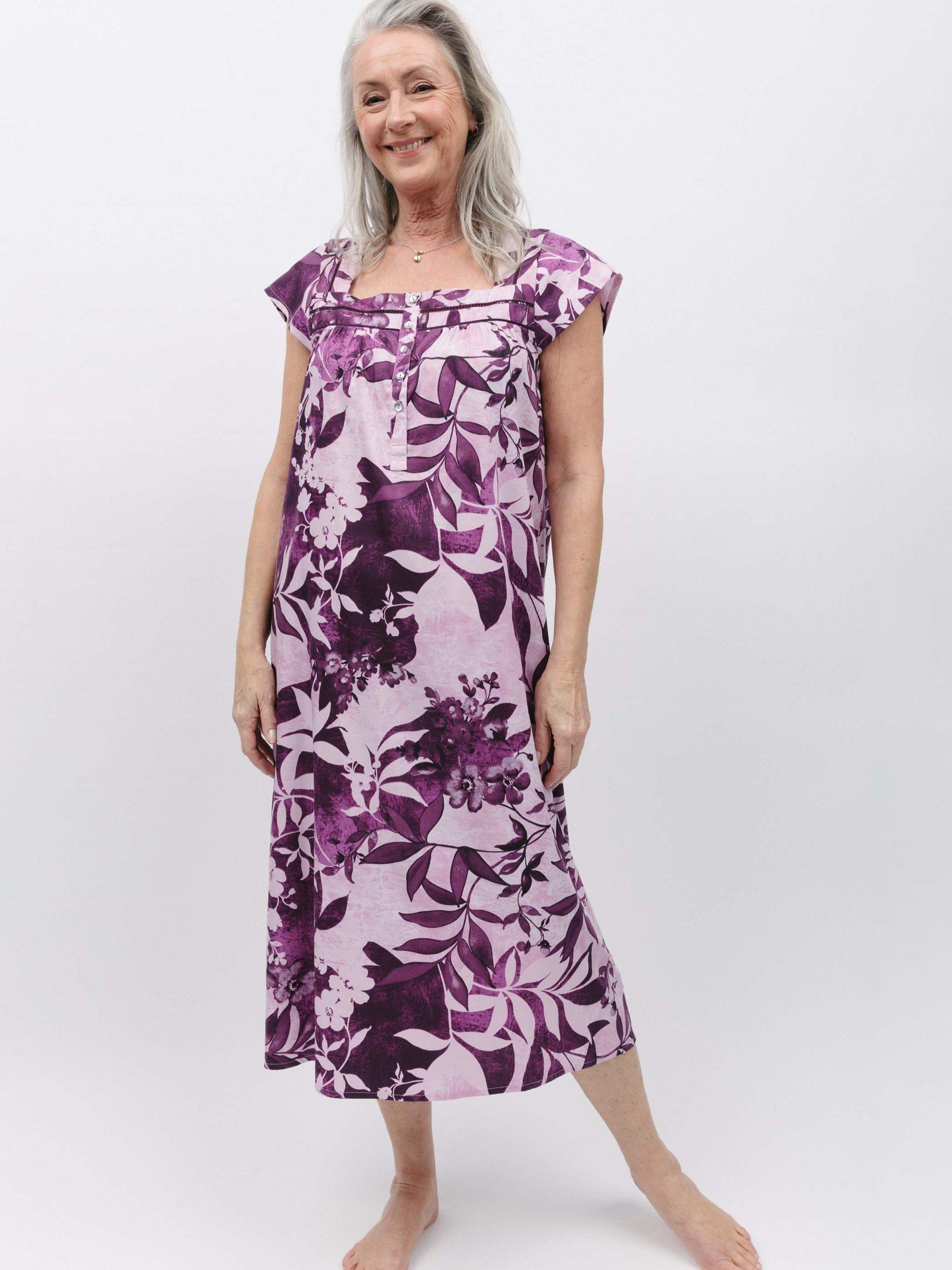 Product image 2 of 3, which shows Cyberjammies Mary Berry Floral Print Long Nightdress, Berry, 8