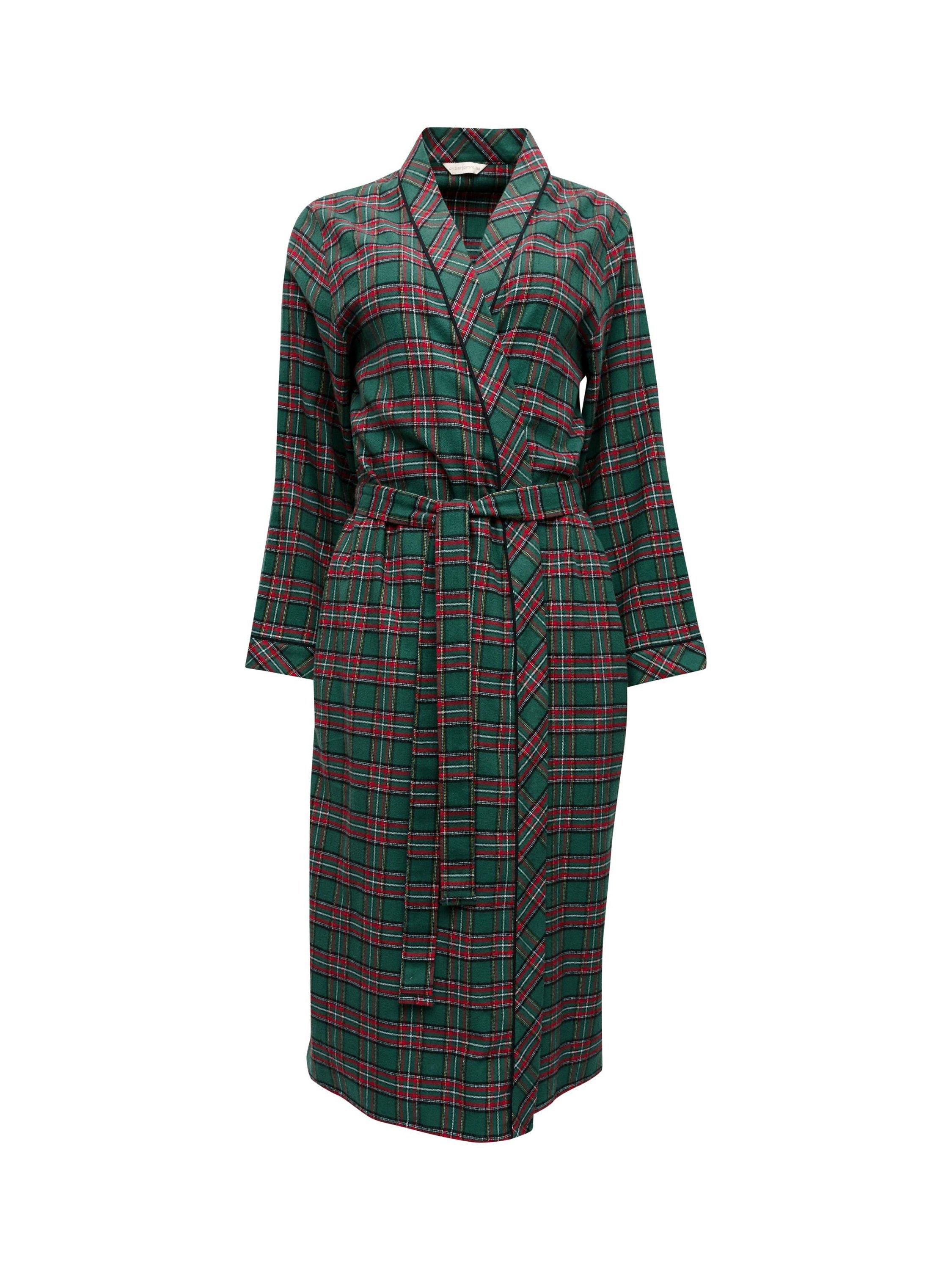 Product image 4 of 4, which shows Cyberjammies Whistler Check Long Dressing Gown, Dark Green/Red, 8
