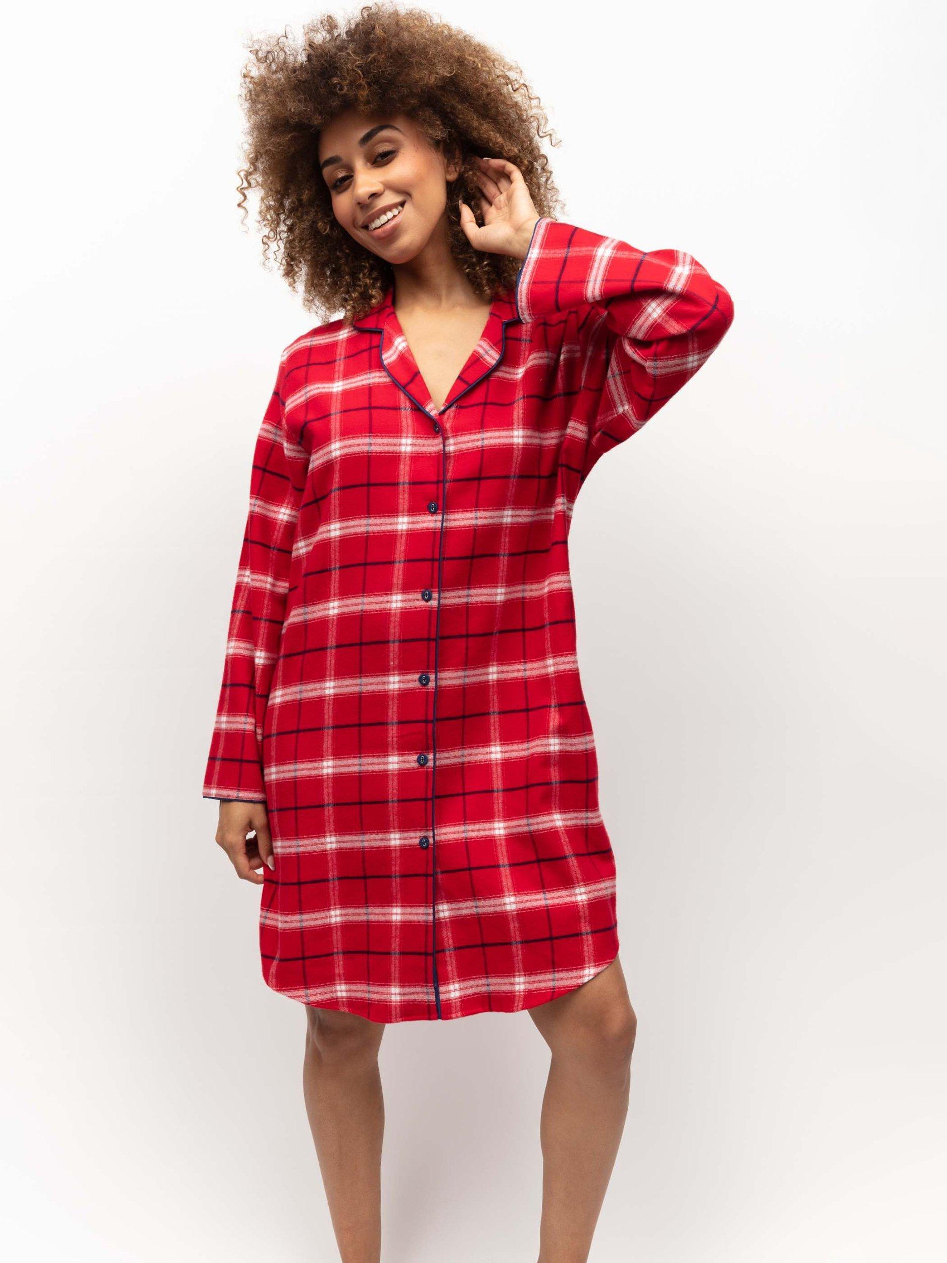Product image 2 of 4, which shows Cyberjammies Noel Red Check Nightshirt, Red, 12