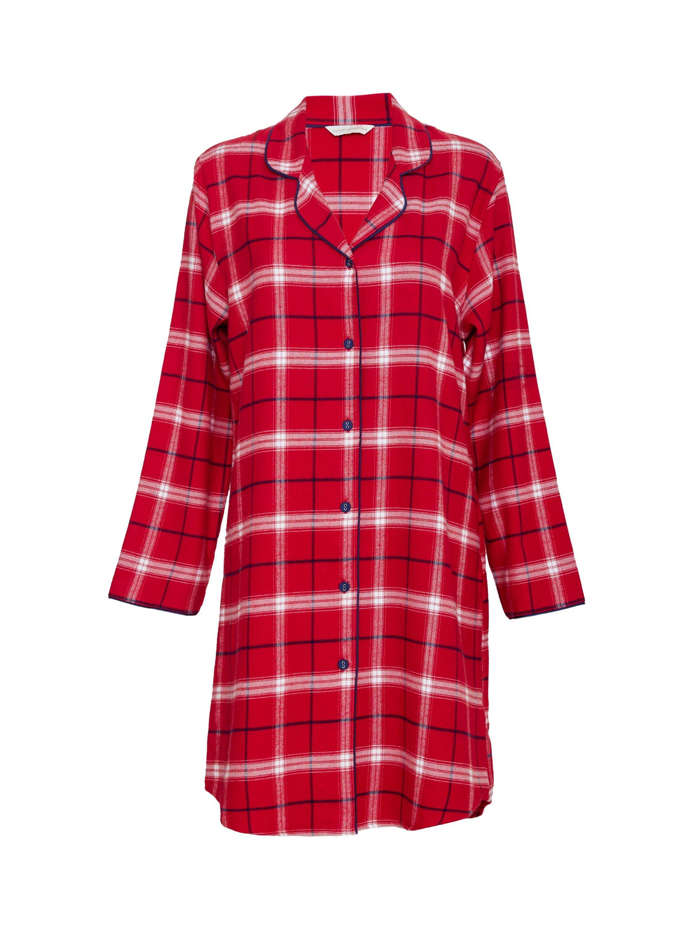Product image 4 of 4, which shows Cyberjammies Noel Red Check Nightshirt, Red, 12