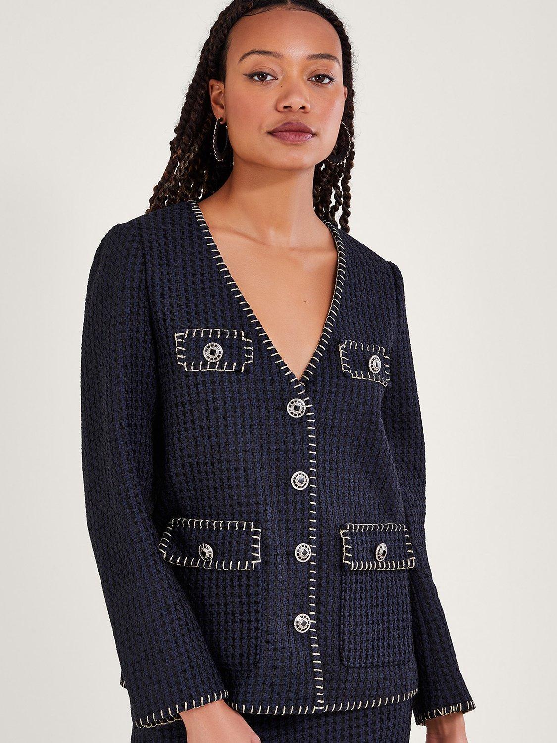 Monsoon Tilly Tweedy Blazer, Black