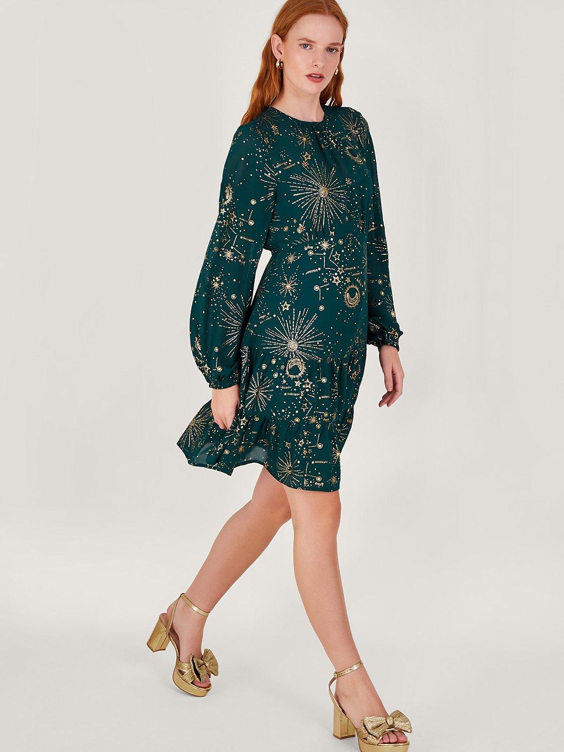 Monsoon Cassie Zodiac Dress, Teal