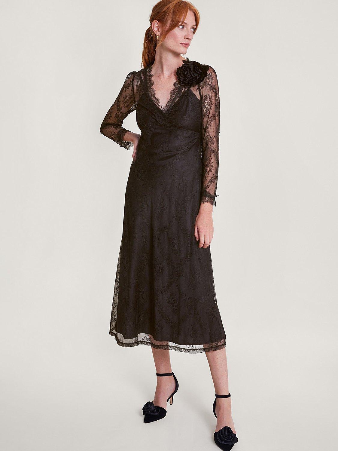 Monsoon Blakely Lace Corsage Dress, Black