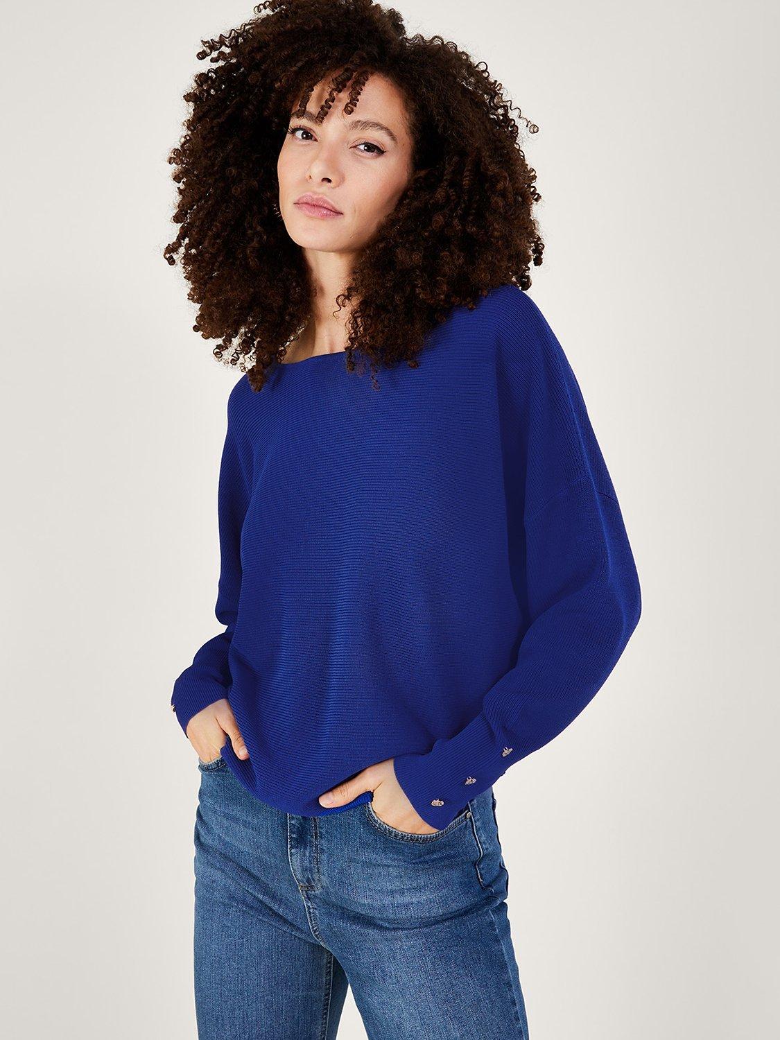 Monsoon Ottoman Rib Jumper, Blue