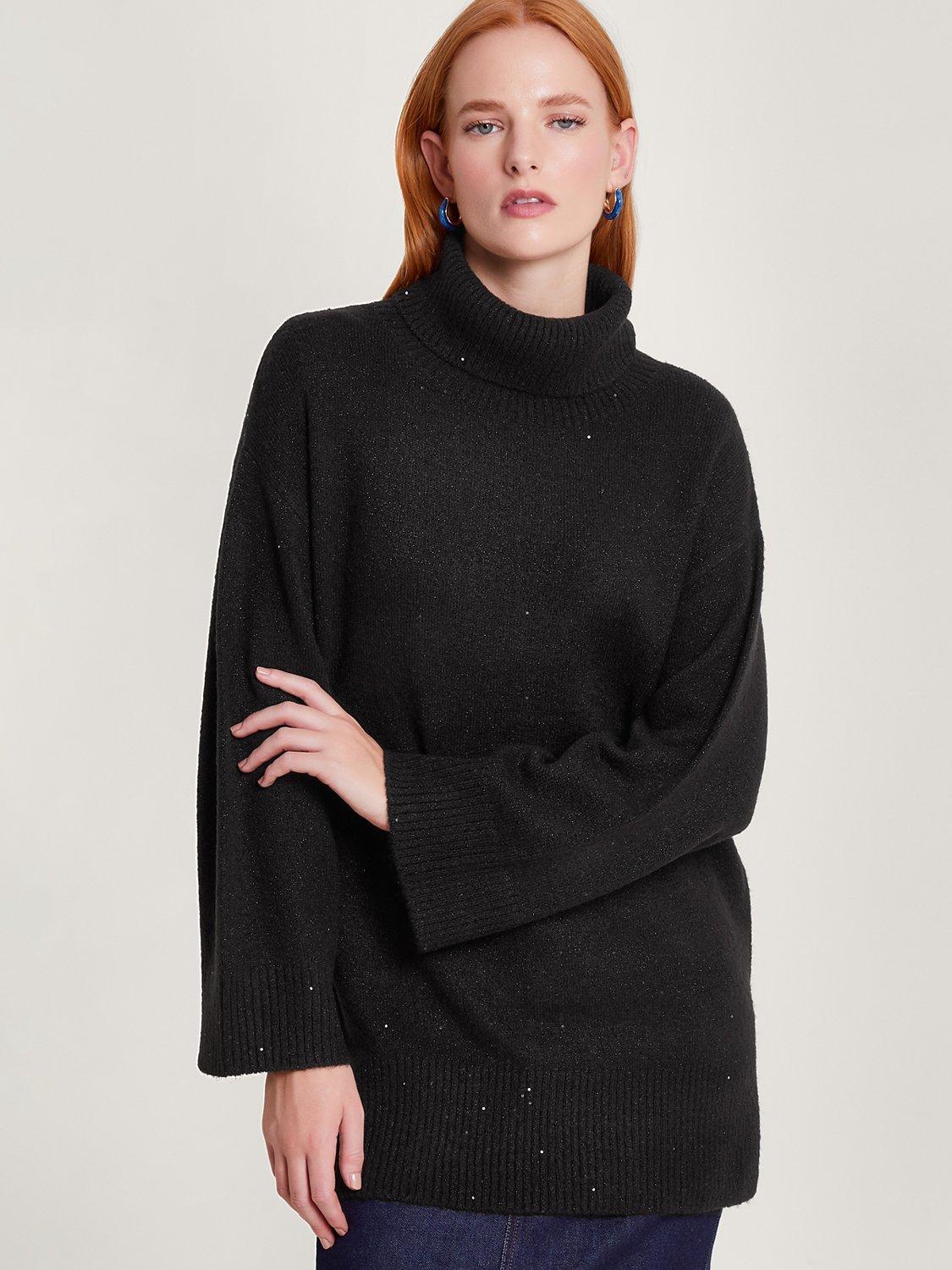 Monsoon Sadie Sequin Jumper, Black