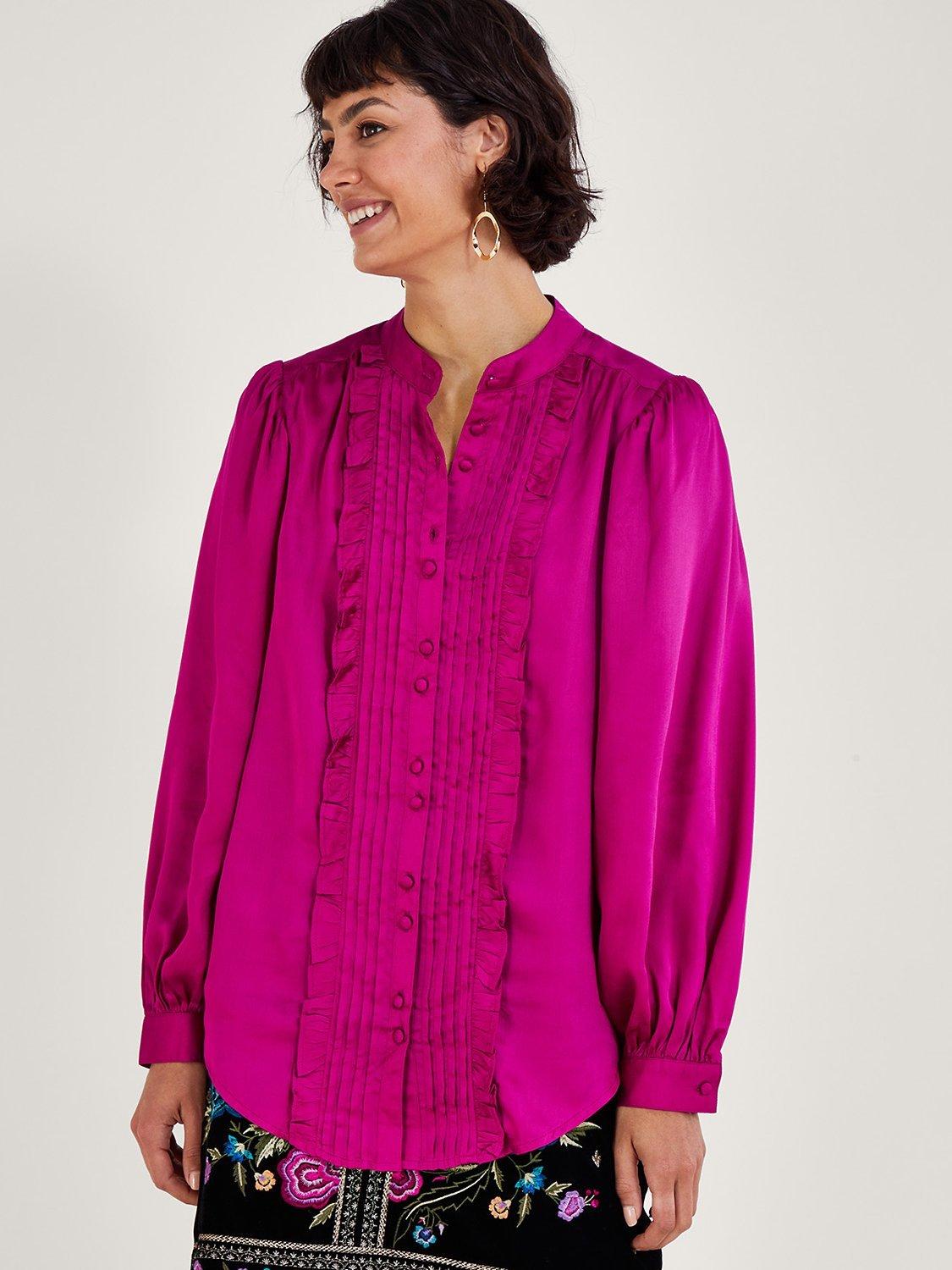 Monsoon Lana Ruffle Blouse, Pink