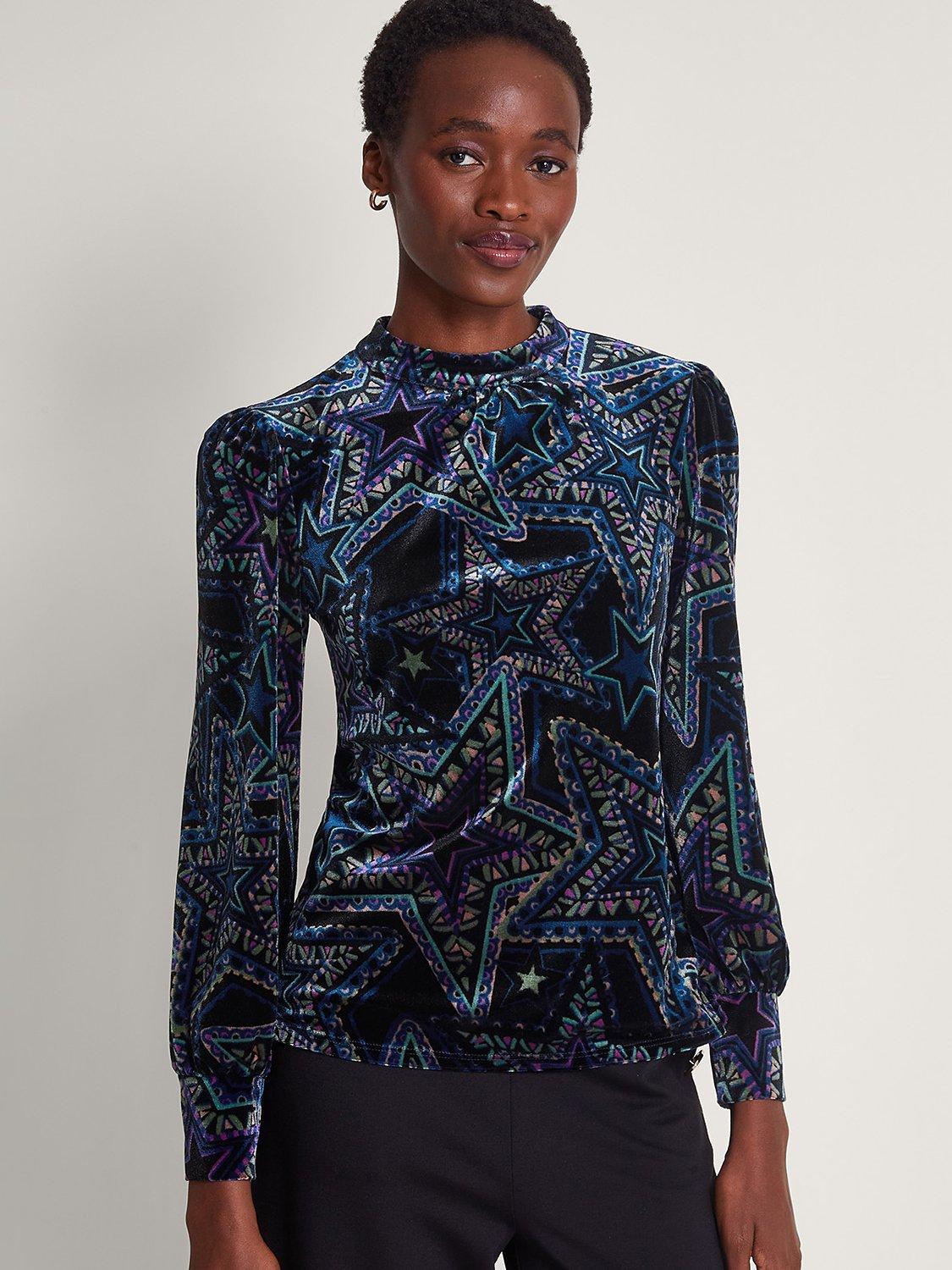Monsoon Serenity Stars Velvet Top, Black