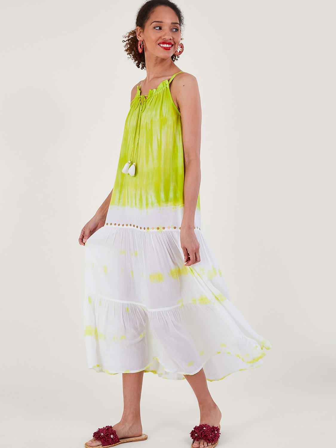 Monsoon Tie Dye Maxi Dress, Yellow