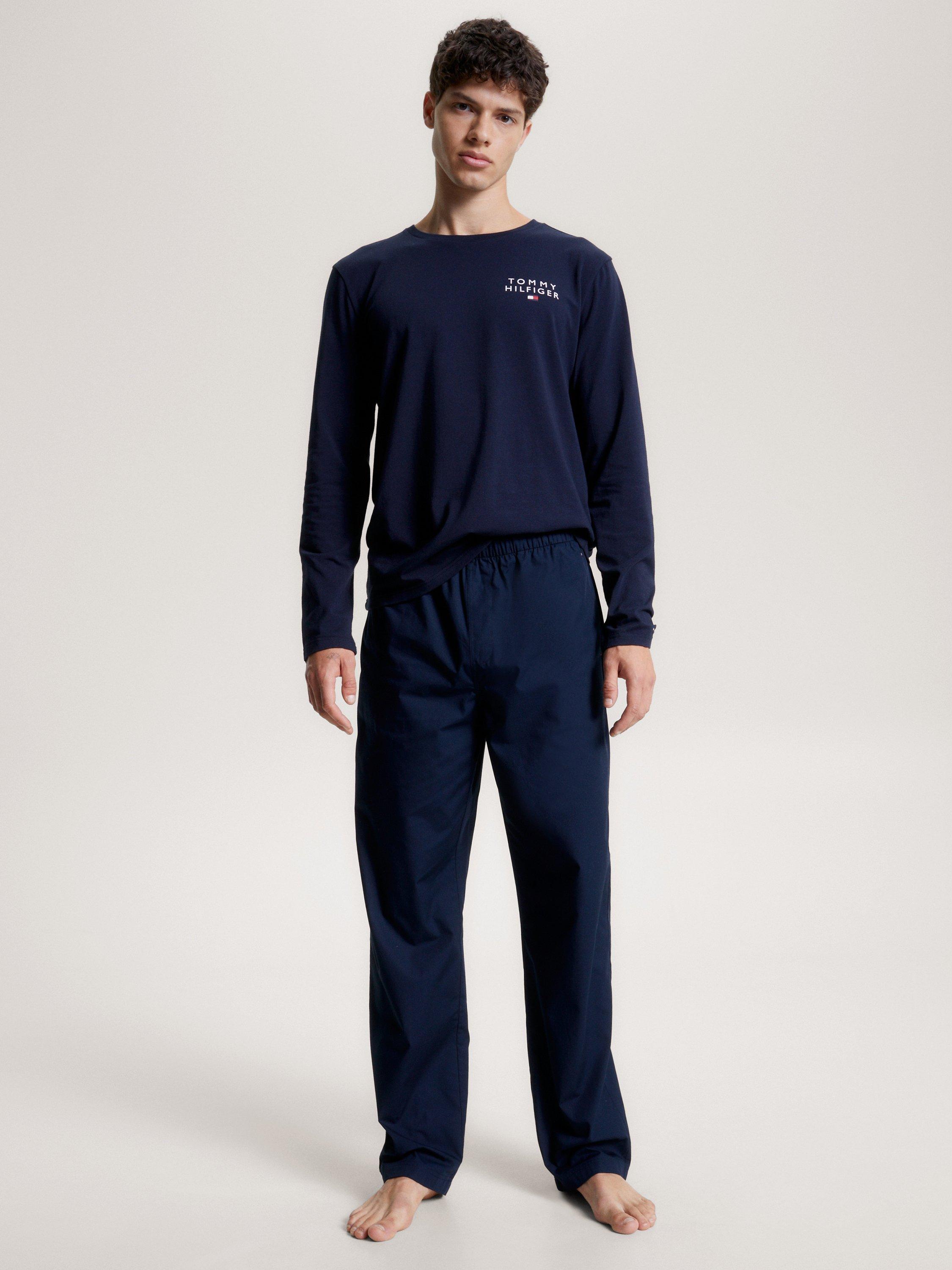 Tommy Hilfiger Original Long Sleeve Jersey Pyjama Set, Dark Grey, Desert Sky