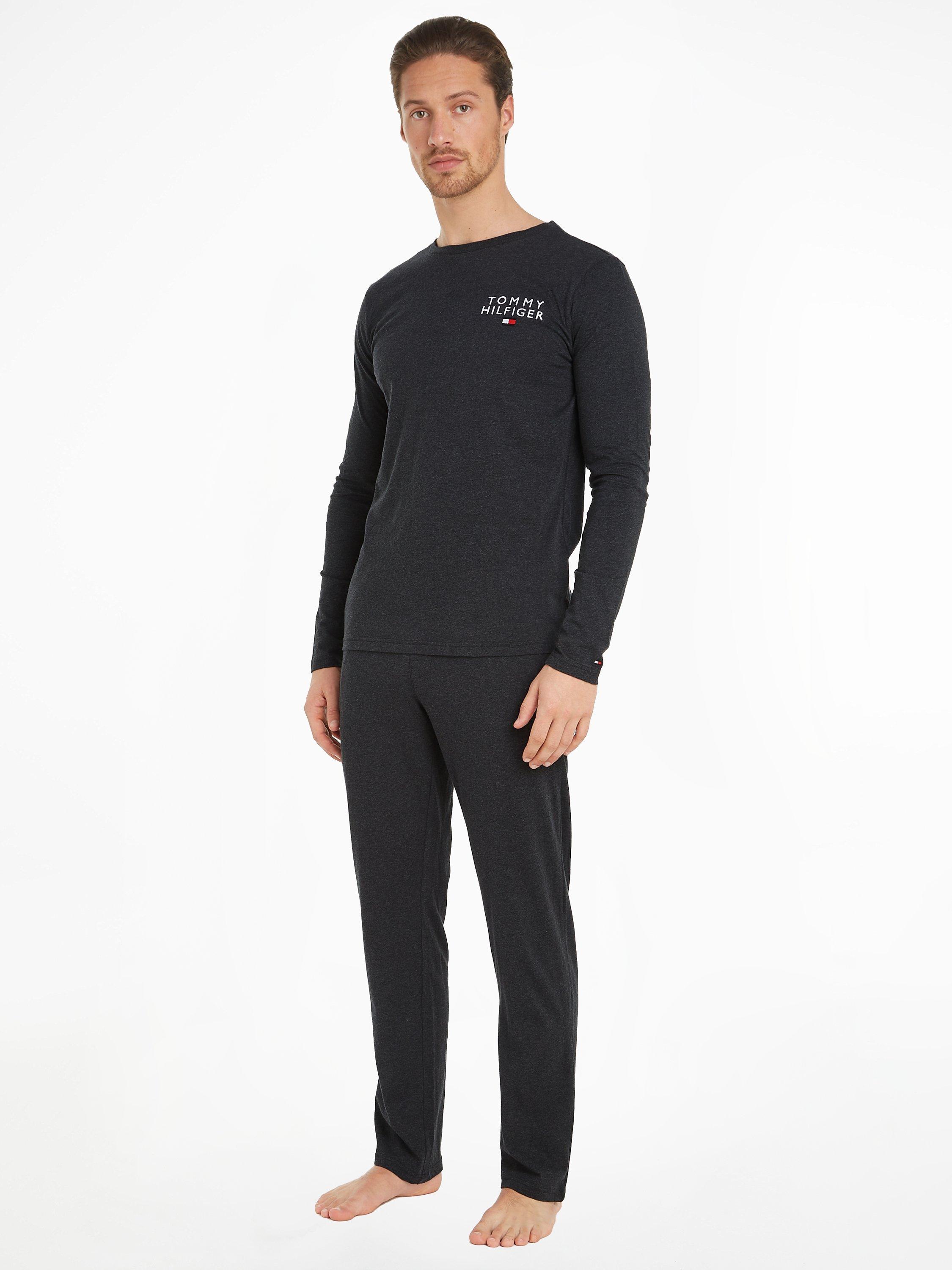 Tommy Hilfiger Original Long Sleeve Jersey Pyjama Set, Dark Grey, Dark Grey