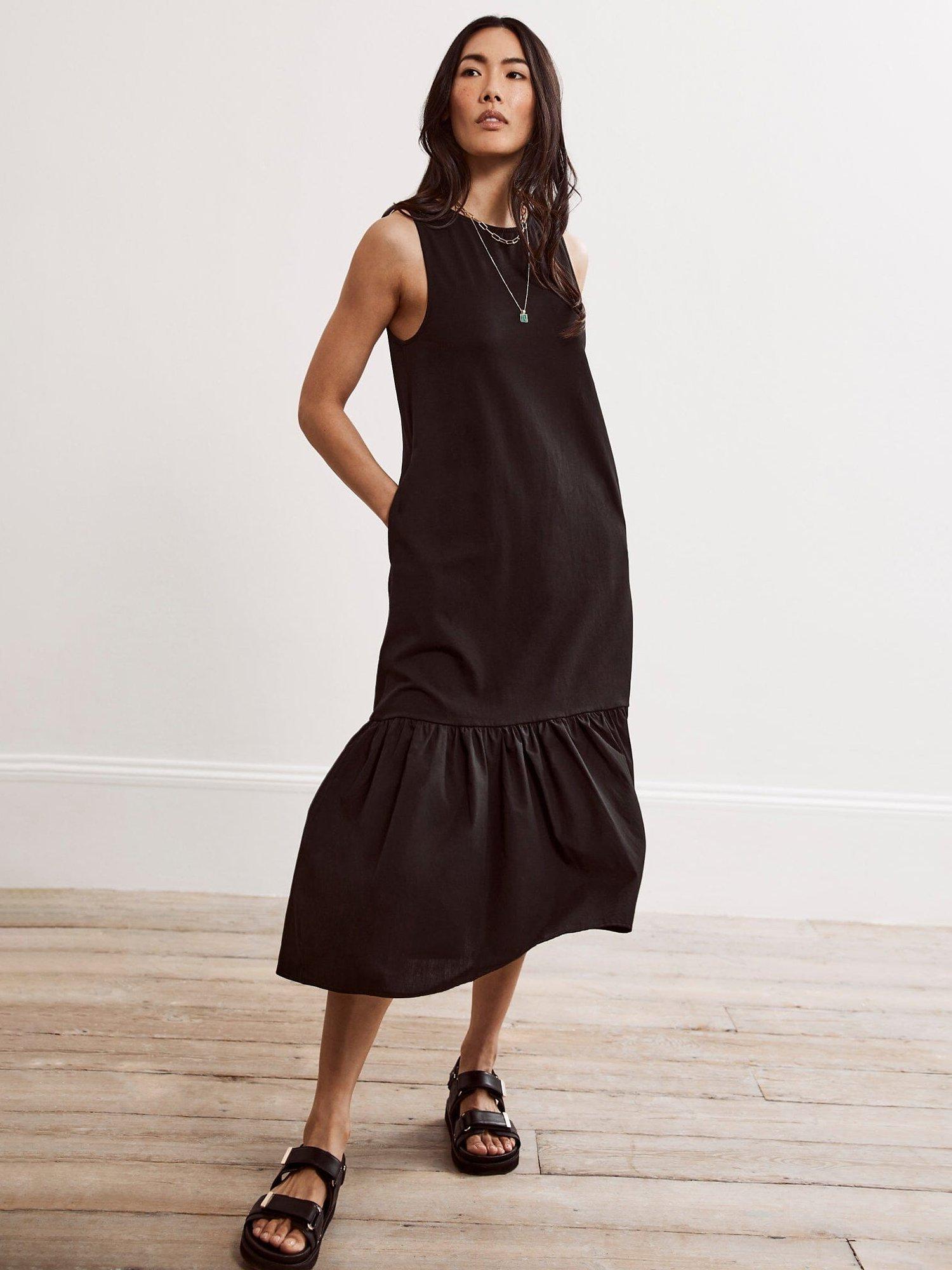 Mint Velvet Drop Hem Cotton Blend Midi Dress