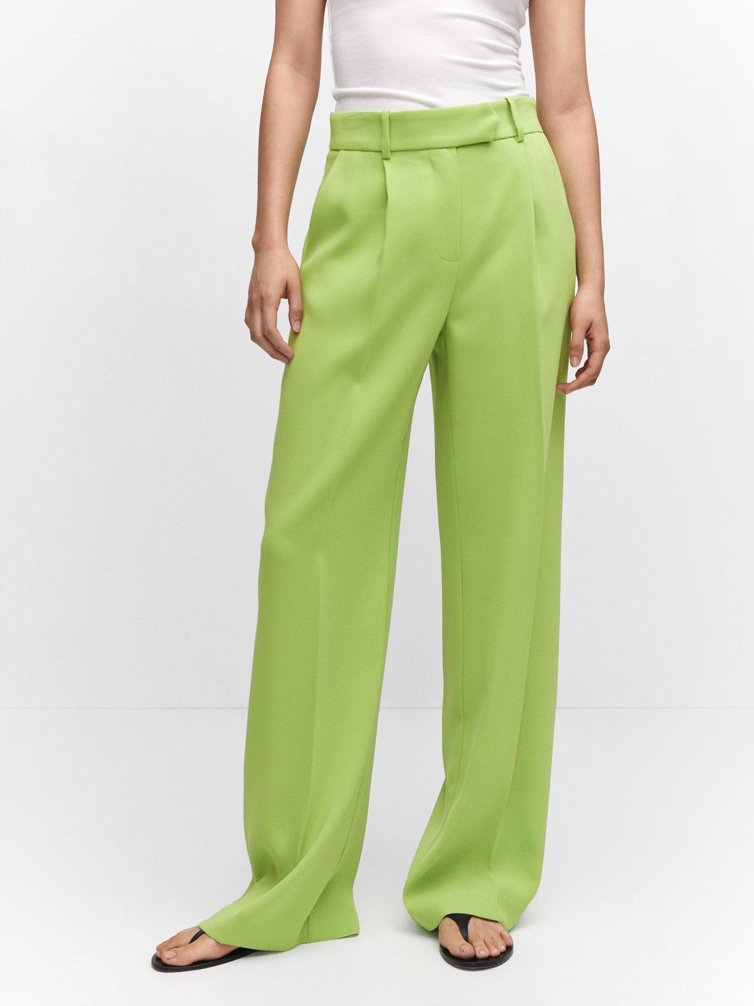 Mango Iguana Straight Leg Trousers, Bright Yellow