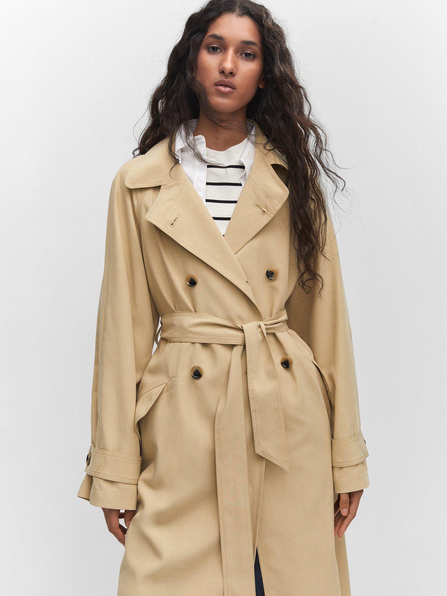 Mango Copito Oversize Trench Coat Light Beige