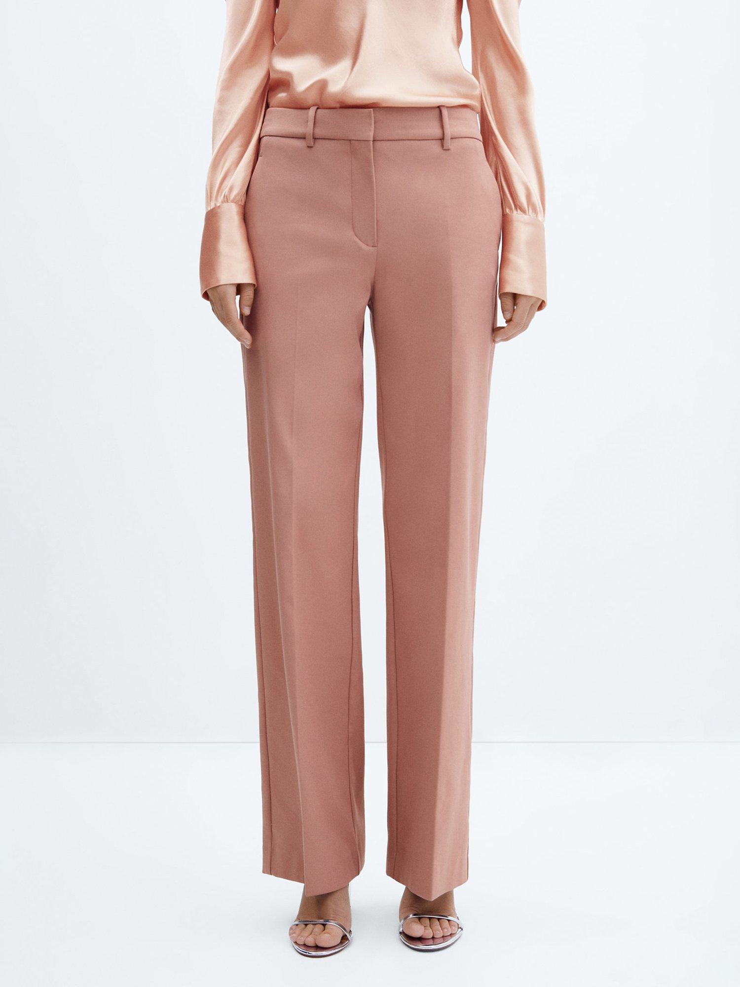 Mango Baleo Tailored Trousers, Pastel Pink