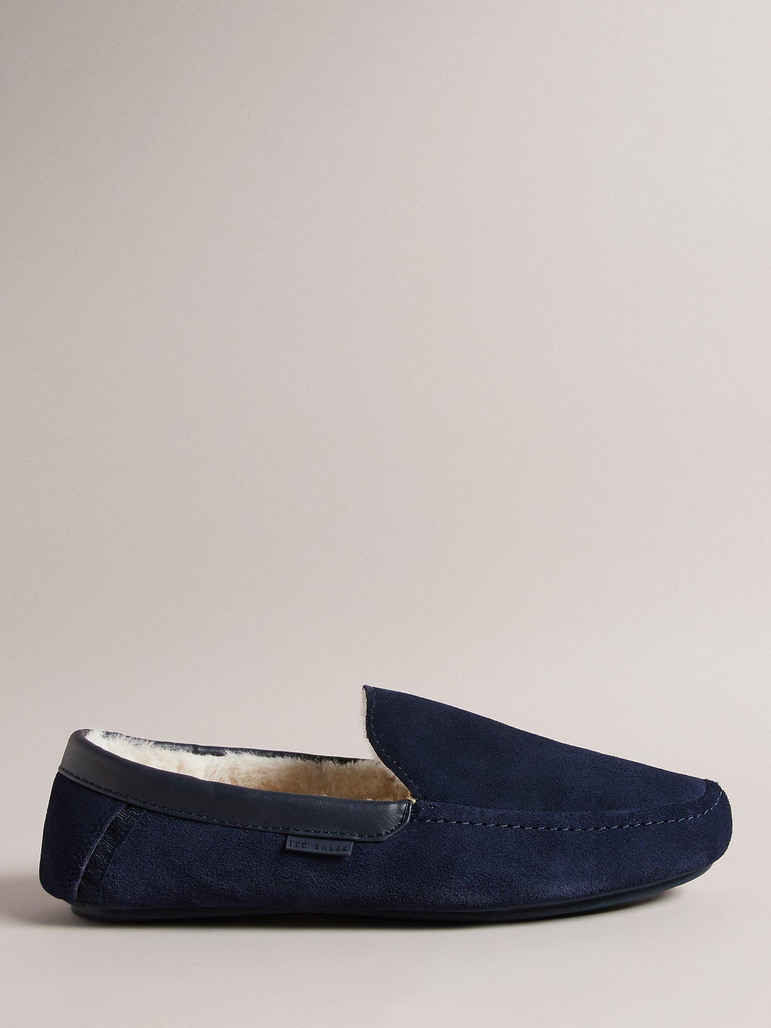 Ted Baker Vallant Moccasin Leather Slippers, Blue Dark