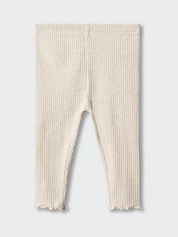 Mango Kids' Carla Rib Leggings, Lt Pastel Brown