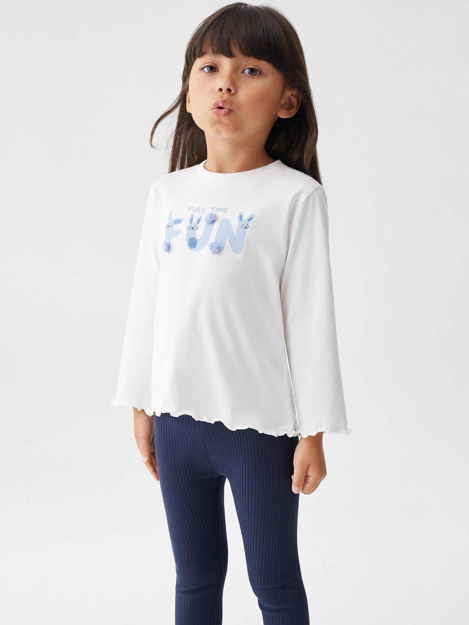 Product image 1 of 7, which shows Mango Kids' Carla Rib Leggings, Navy, 9-12 months