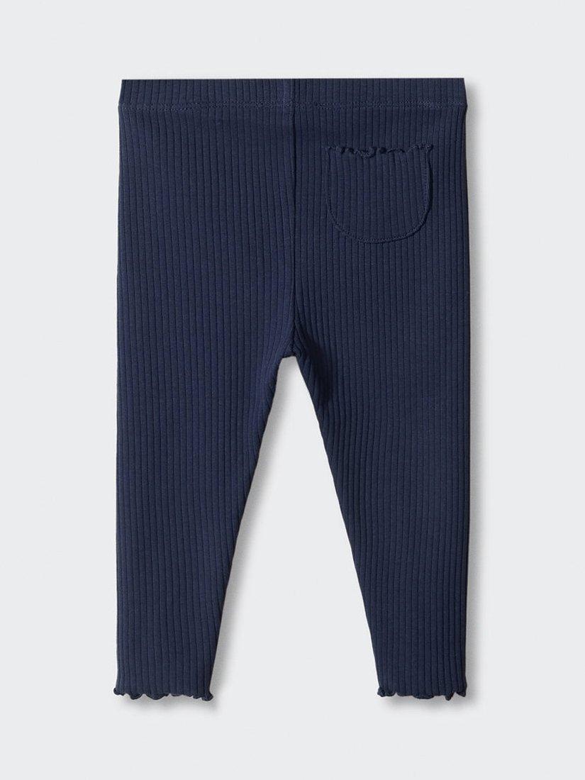 Product image 4 of 7, which shows Mango Kids' Carla Rib Leggings, Navy, 9-12 months