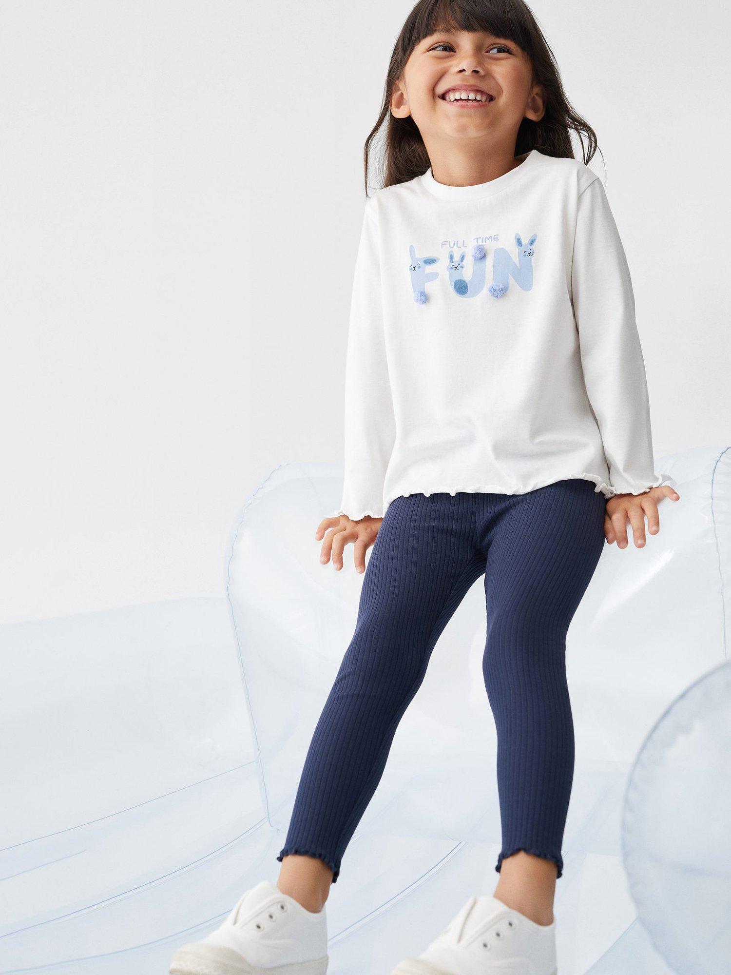 Product image 6 of 7, which shows Mango Kids' Carla Rib Leggings, Navy, 9-12 months