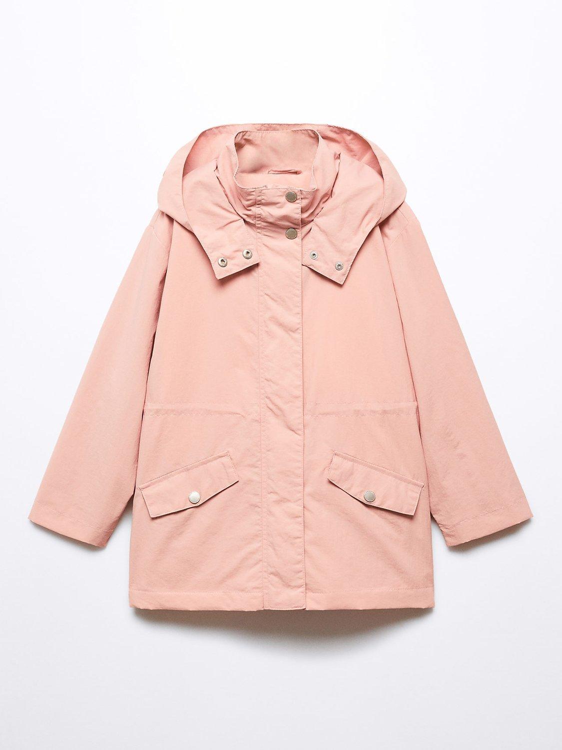 Mango Kids' Gaba Hooded Parka Jacket, Pink