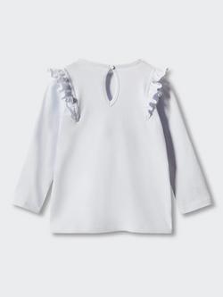 Mango Kids' Italy Long Sleeve Ruffle T-Shirt - view 2, Pastel Blue