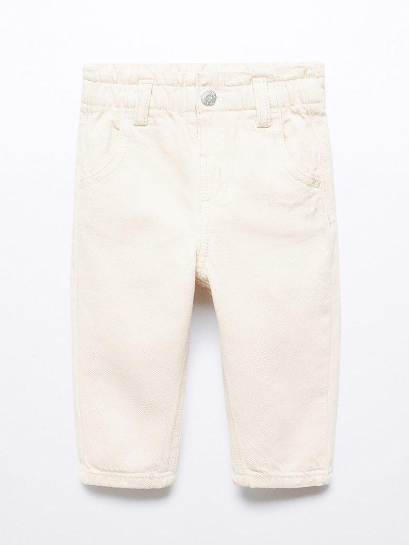 Product image 1 of 4, which shows Mango Kids' Paperbag Jeans, Pastel Brown, 9-12 months