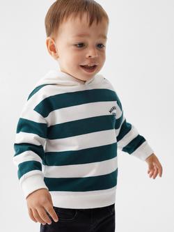 Mango Baby Rugby Striped  Hooded Sweatshirt, Dark Green, Dark Green