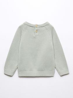 Mango Kids' Mauro Cotton Knit Jumper - view 2, Pastel Green