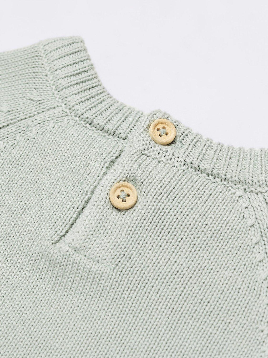 Product image 3 of 4, which shows Mango Kids' Mauro Cotton Knit Jumper, Pastel Green, 9-12 months