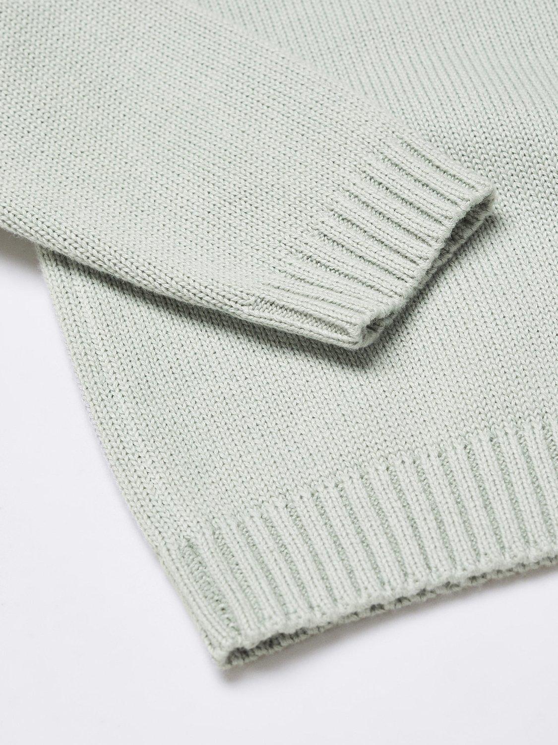 Product image 4 of 4, which shows Mango Kids' Mauro Cotton Knit Jumper, Pastel Green, 9-12 months