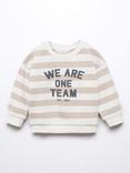 Mango Baby Uni Slogan Striped Sweatshirt, Light Pastel Brown