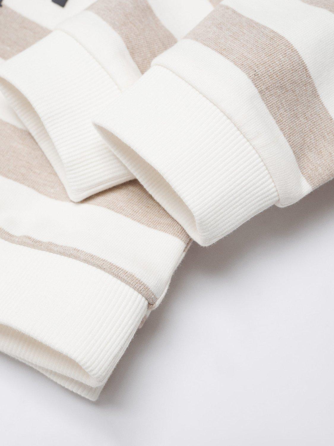 Product image 4 of 4, which shows Mango Baby Uni Slogan Striped Sweatshirt, Light Pastel Brown, 12-18 months