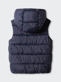 Mango Kids' Amerv Padded Fleece Lined Hooded Gilet - view 2, Navy