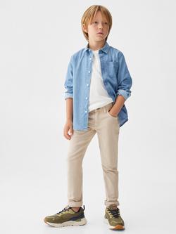 Mango Kids' Joan Regular Fit Denim Shirt, Open Blue - view 2, Open Blue
