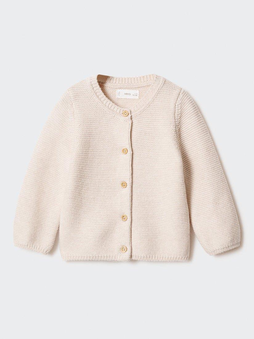 Mango Baby Boba Knitted Cardigan, Pastel Brown