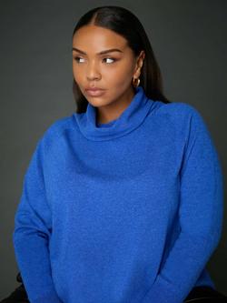 Live Unlimited Curve Cashmere Blend Seam Detail Roll Neck Jumper, Blue
