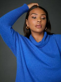 Live Unlimited Curve Cashmere Blend Seam Detail Roll Neck Jumper - view 2, Blue