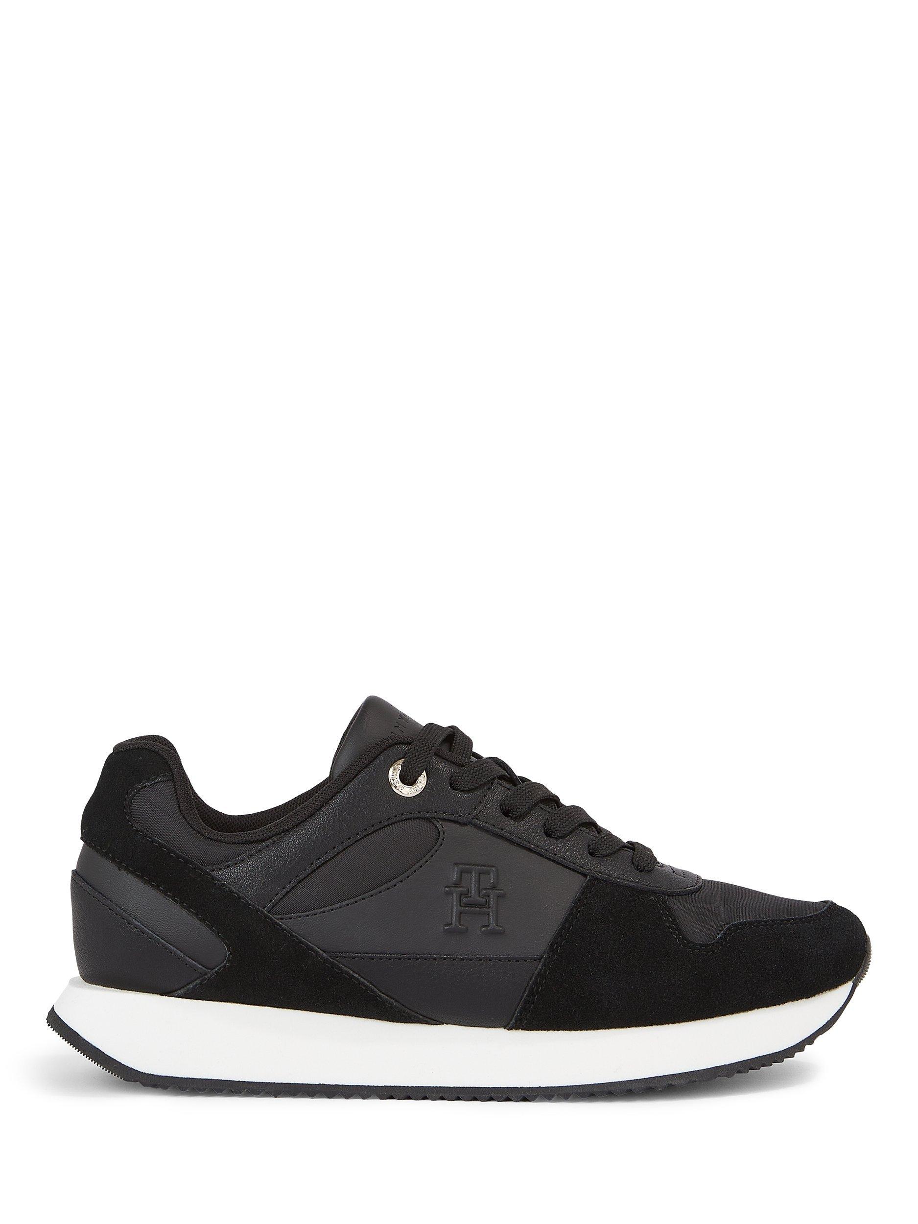 Tommy Hilfiger Essential Leather Runner Trainers, Black