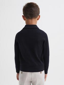Reiss Kids' Trafford Merino Wool Polo Shirt - view 2, Navy