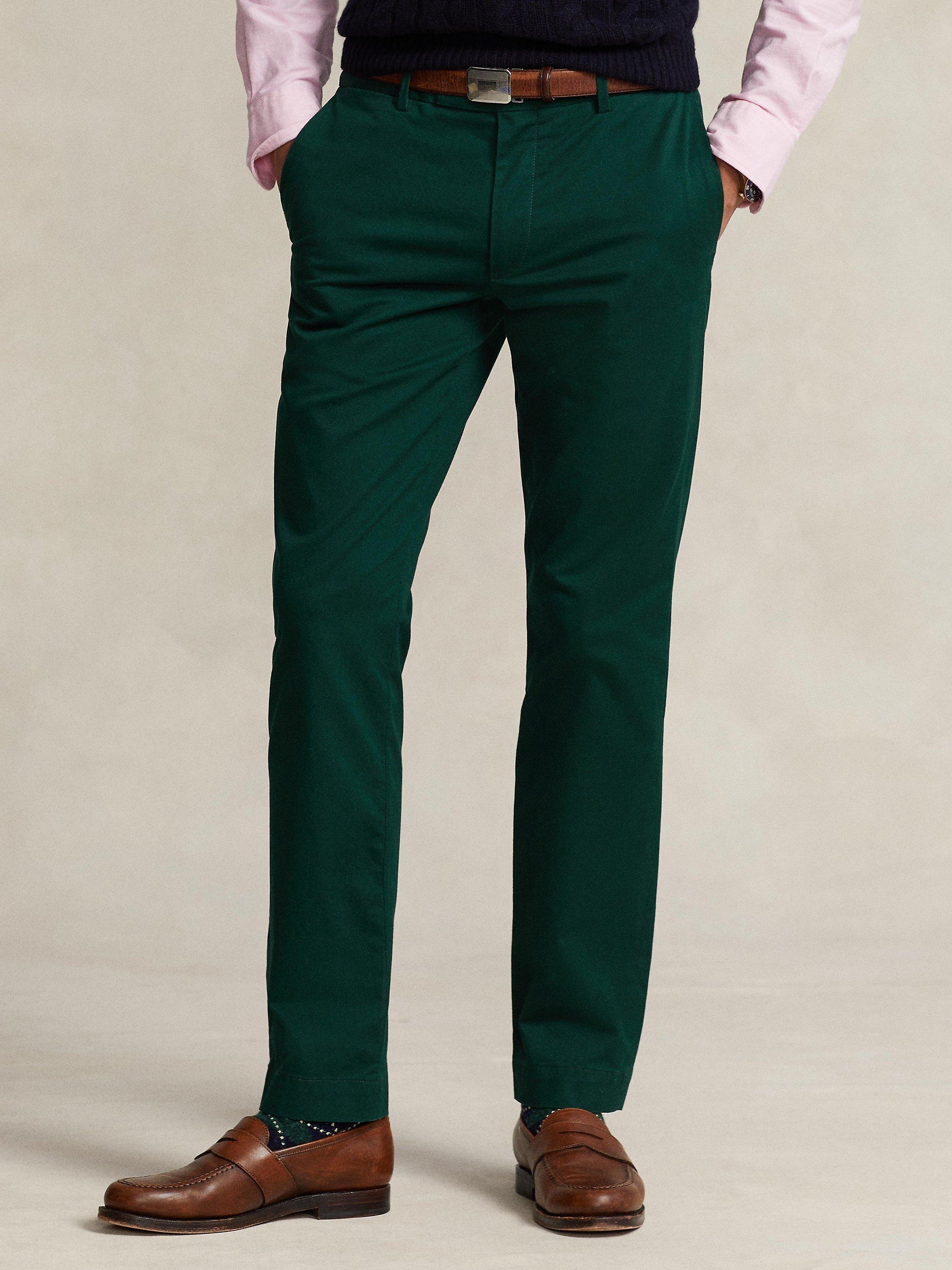 Product image 1 of 6, which shows Polo Ralph Lauren Stretch Slim Fit Chino Trousers, Hunt Club Green, 30R