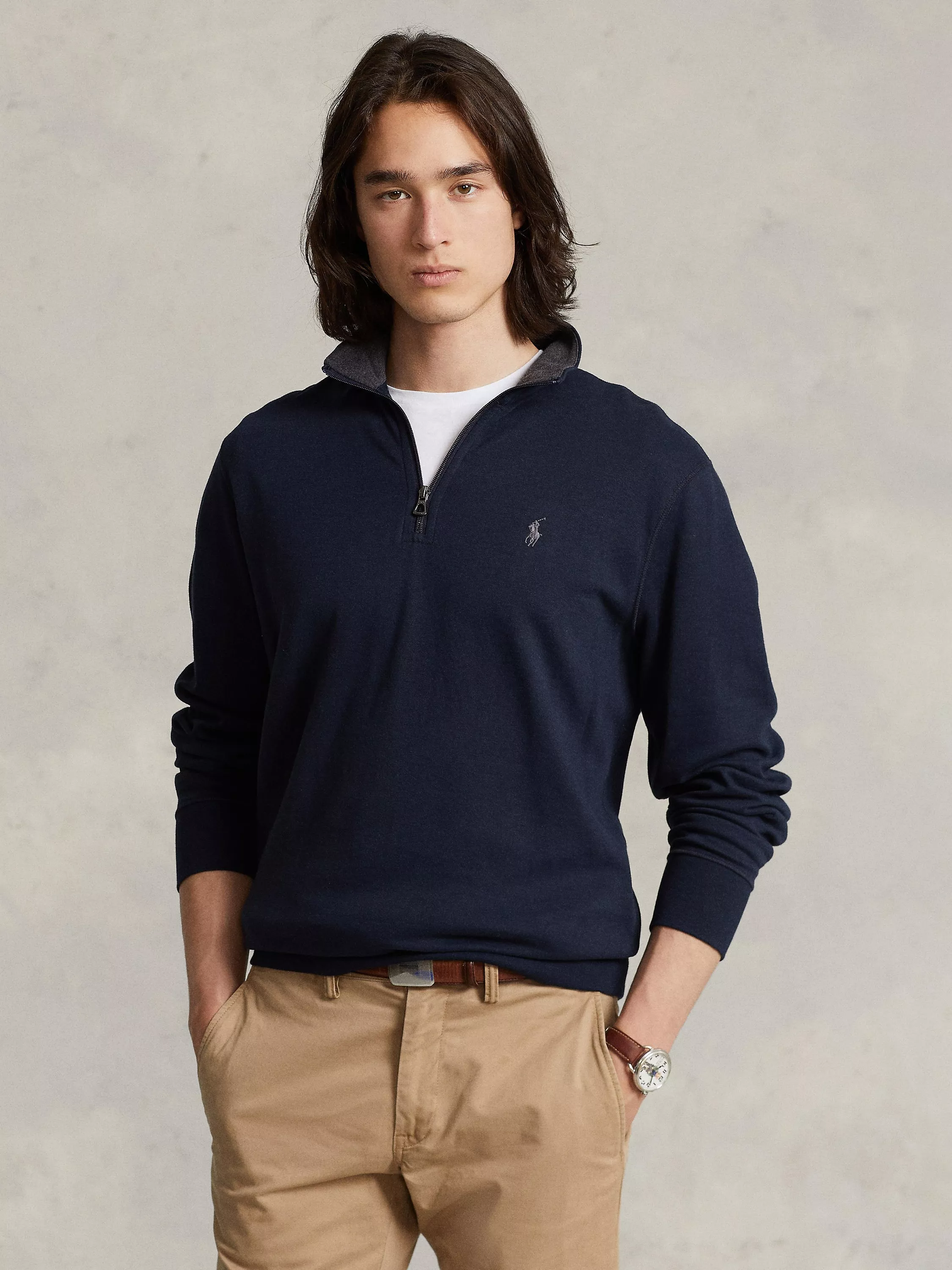 Ralph Lauren Polo Ralph Lauren Quarter Zip Pullover Jumper, Aviator Navy