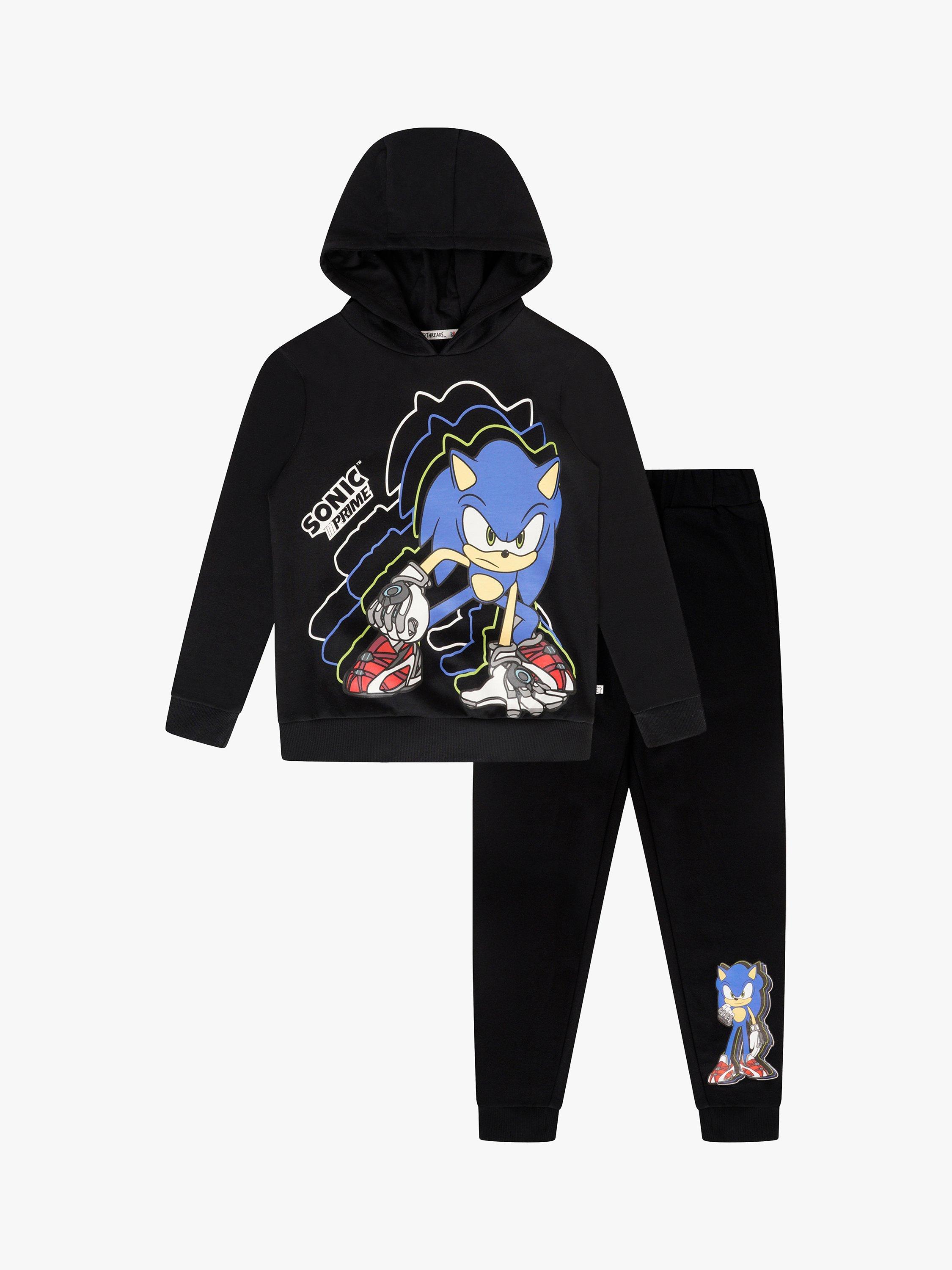 Product image 1 of 4, which shows Brand Threads Kids' Sonic Tracksuit, Black, 4-5 years