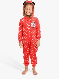 Brand Threads Kids' Minnie Hooded Onesie, Red/White, Red/White