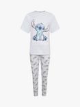 Brand Threads Kids' Disney Lilo and Stitch Cotton Pyjama Set, Blue/Grey