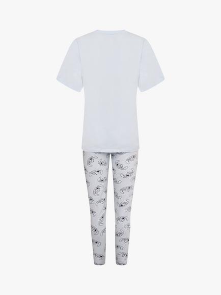 Brand Threads Kids' Disney Lilo and Stitch Cotton Pyjama Set, Blue/Grey - view 2, Blue/Grey